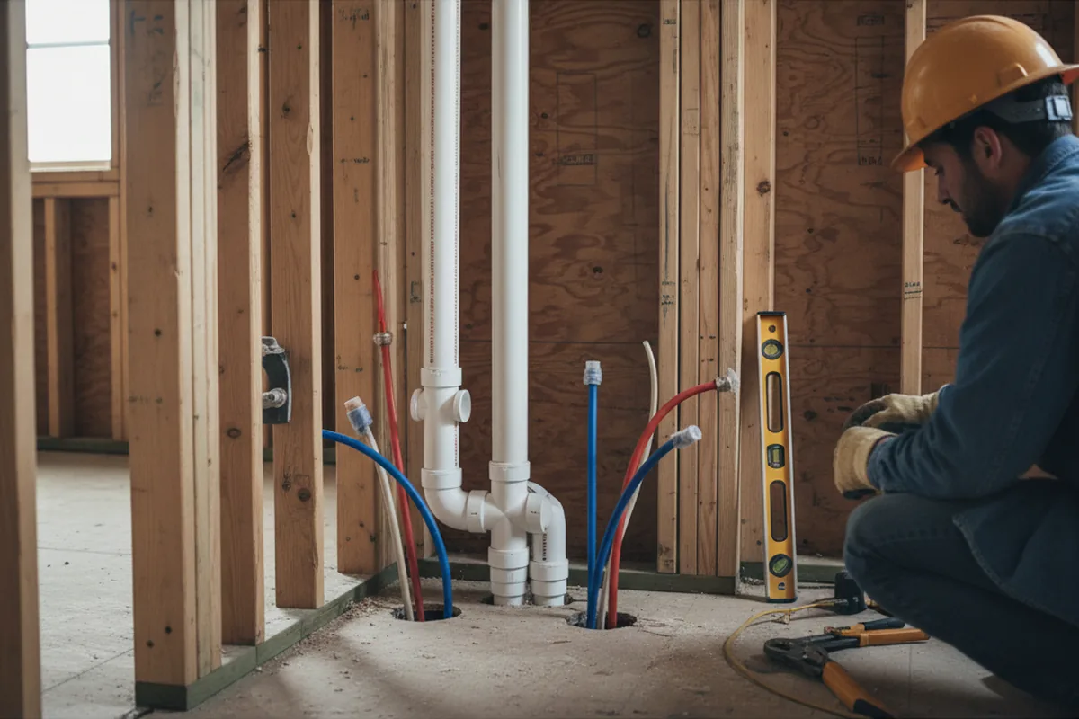 Drain and supply rough-in during Drain Cleaning in Wapella