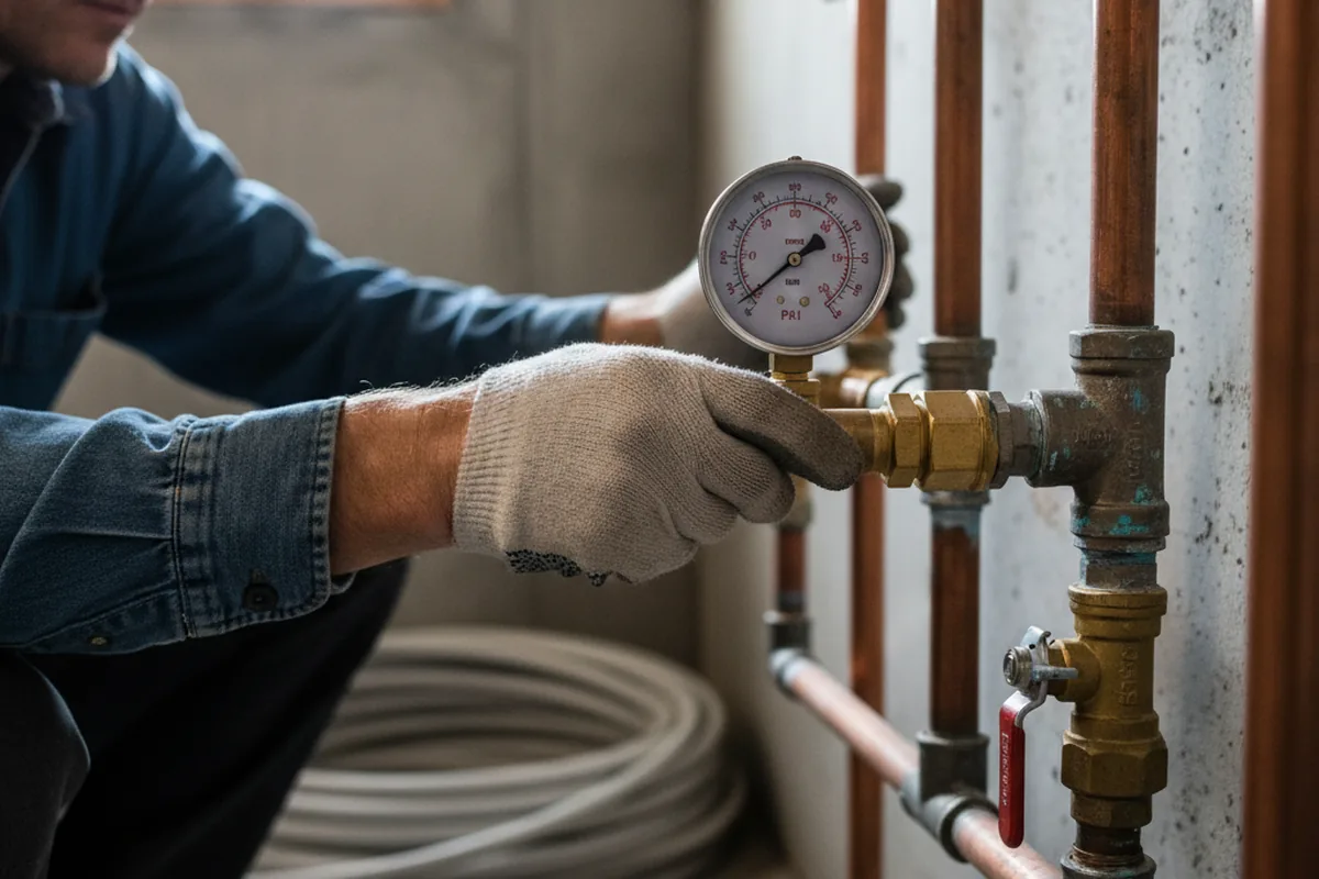 Pressure testing a repaired line during Water Line Repair in Wapella